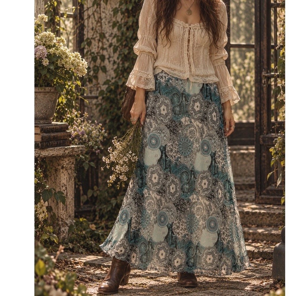 Vtg Y2K Dressbarn Maxi Skirt Womens sz 20W Fairycore Whimsigoth fairy grunge